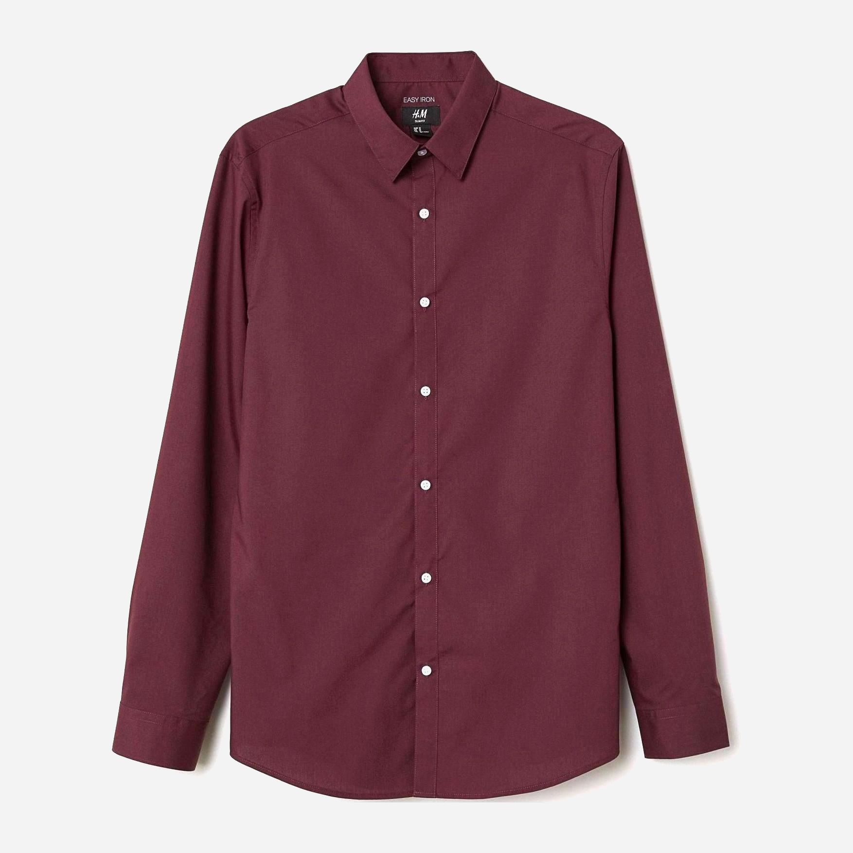 

Рубашка H& XAZ140414ASRQ  Бордовая, Рубашка H&M XAZ140414ASRQ M Бордовая