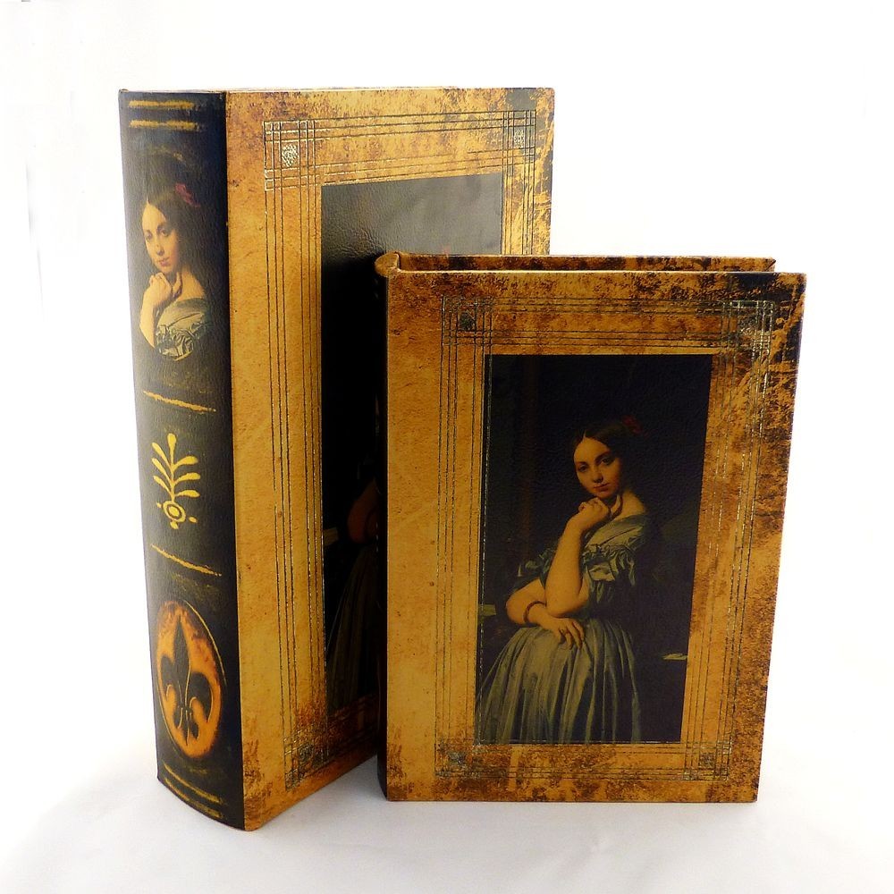 

Шкатулка книга декоративная набор из 2х штук Present рисунок Дама (большая + маленькая)