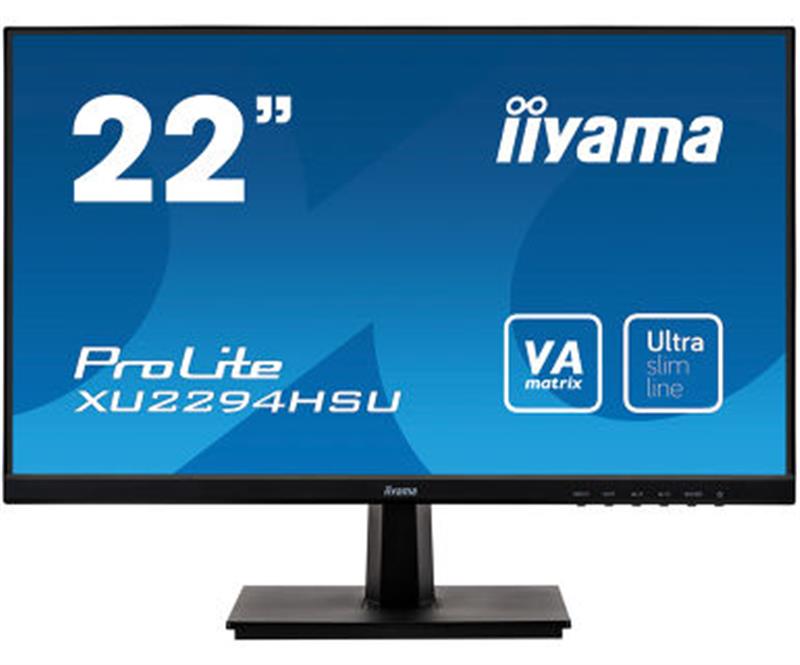 

Монитор Iiyama 21.5" XU2294HSU-B1 VA Black; 1920x1080, 250 кд/м2, 4 мс, D-Sub, DisplayPort, HDMI, 2хUSB2.0, колонки 2x1 Вт