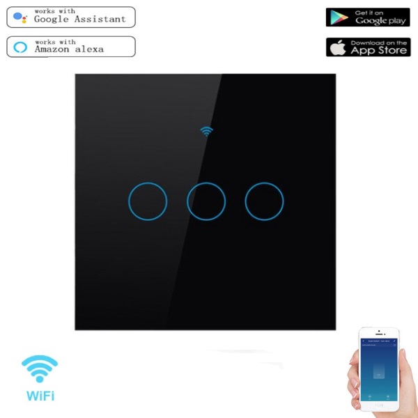 

Умный Сенсорный Трехканальный Выключатель Smart Switches Wi-Fi с управлением голосом (Alexa/Google Home) и приложением Android / IOS (TG86-06)