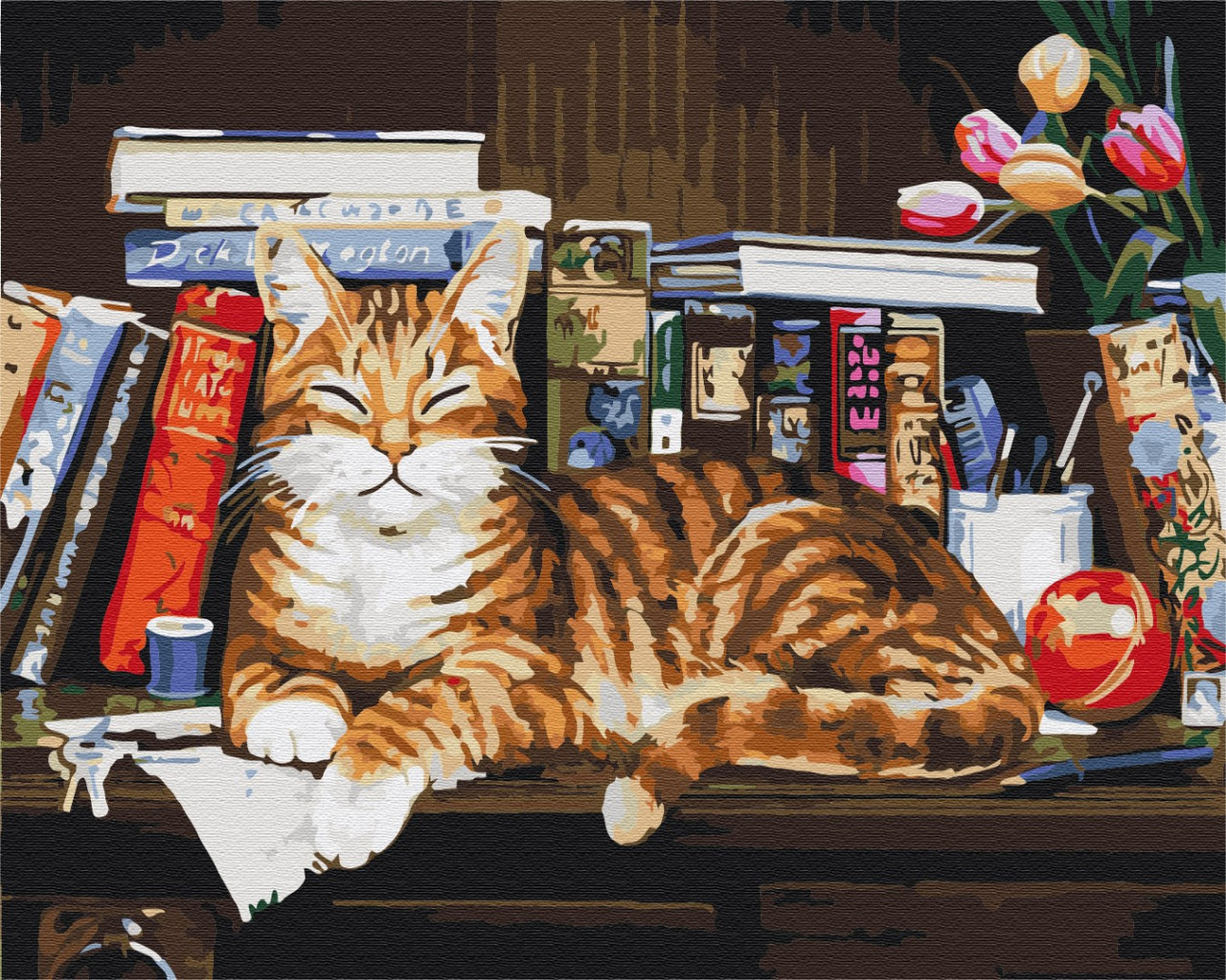 

Картина по номерам "Кот на книжной полке" GXB4142 40х50 | Brushme