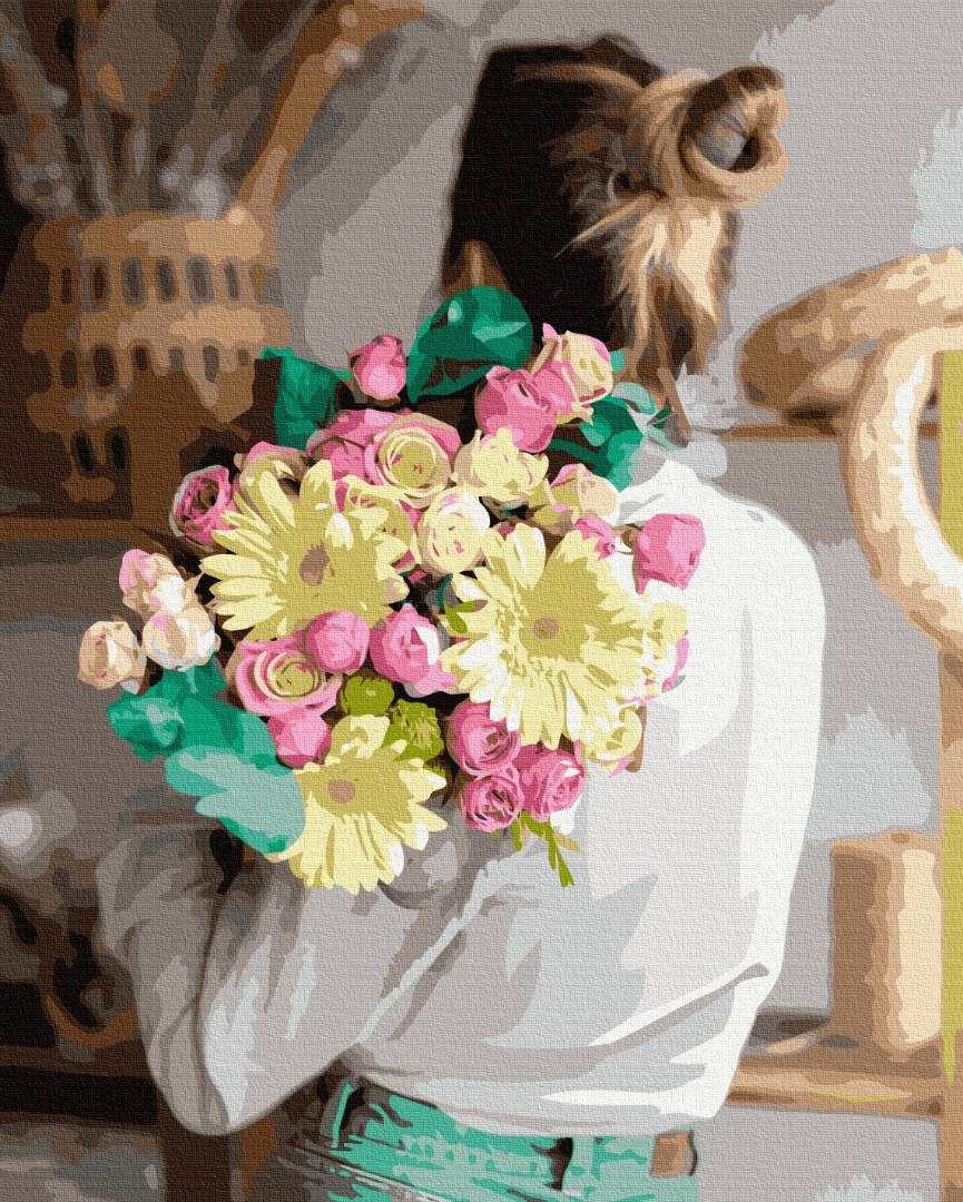 

Картина по номерам "Девушка с букетом" GXB52539 40х50 | Brushme