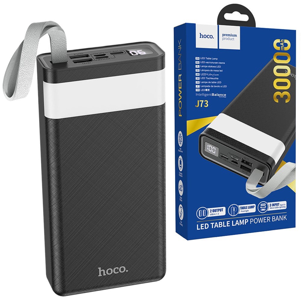 

Павербанк Hoco 30000mAh 2xUSB/Type-C/Lightning, 2A black