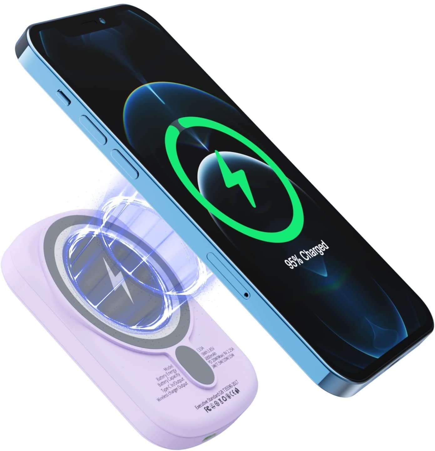 

Павербанк JYD Magnetic MagSafe Quick Charge 10000 mAh 15/20W для iPhone 12/13 purple