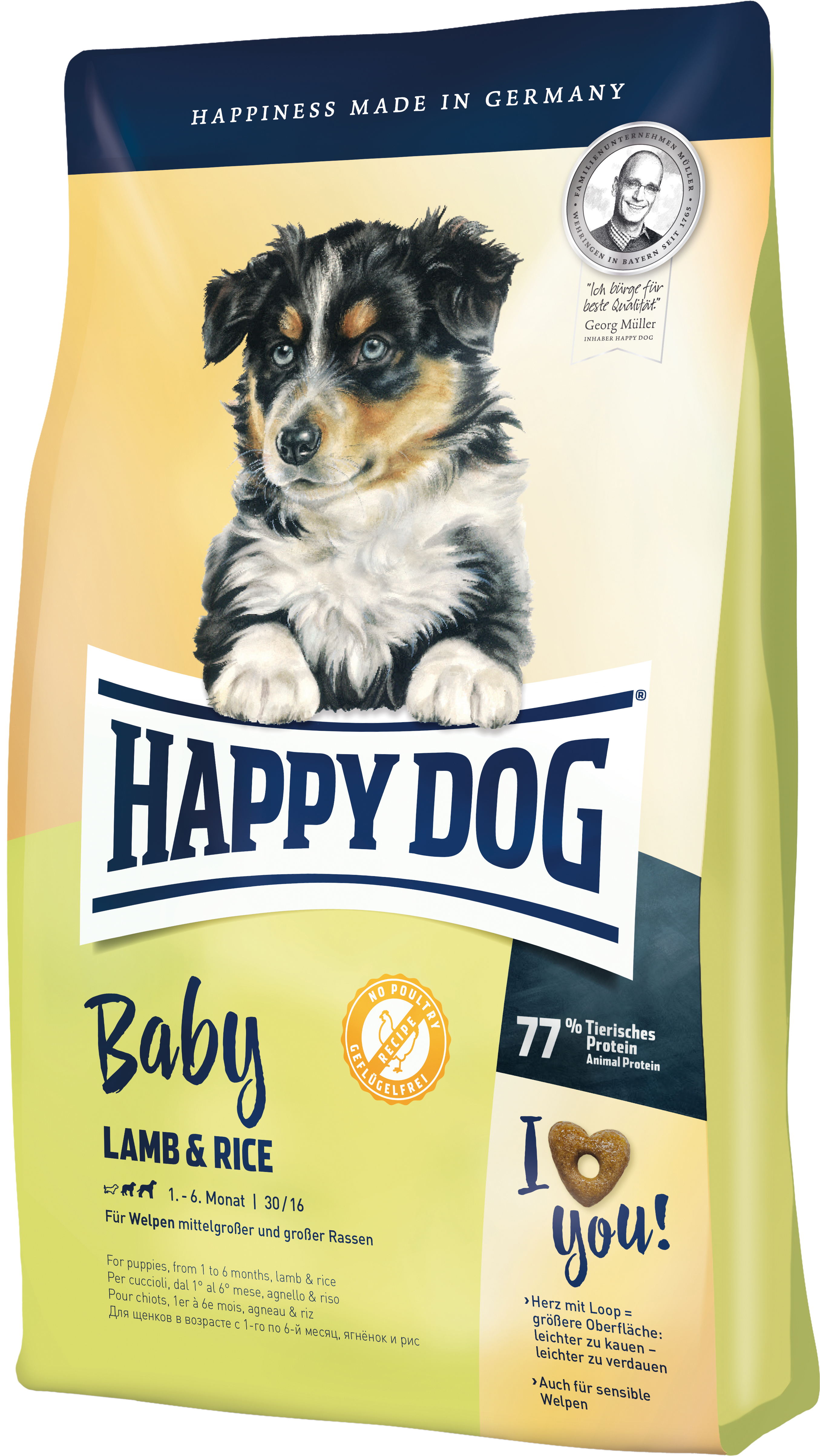 

Сухой корм Happy Dog Baby Lamb & Rice для щенков в возрасте от 4 недель до 6 месяцев с ягненком и рисом 4 кг (60392 / 4001967098792)