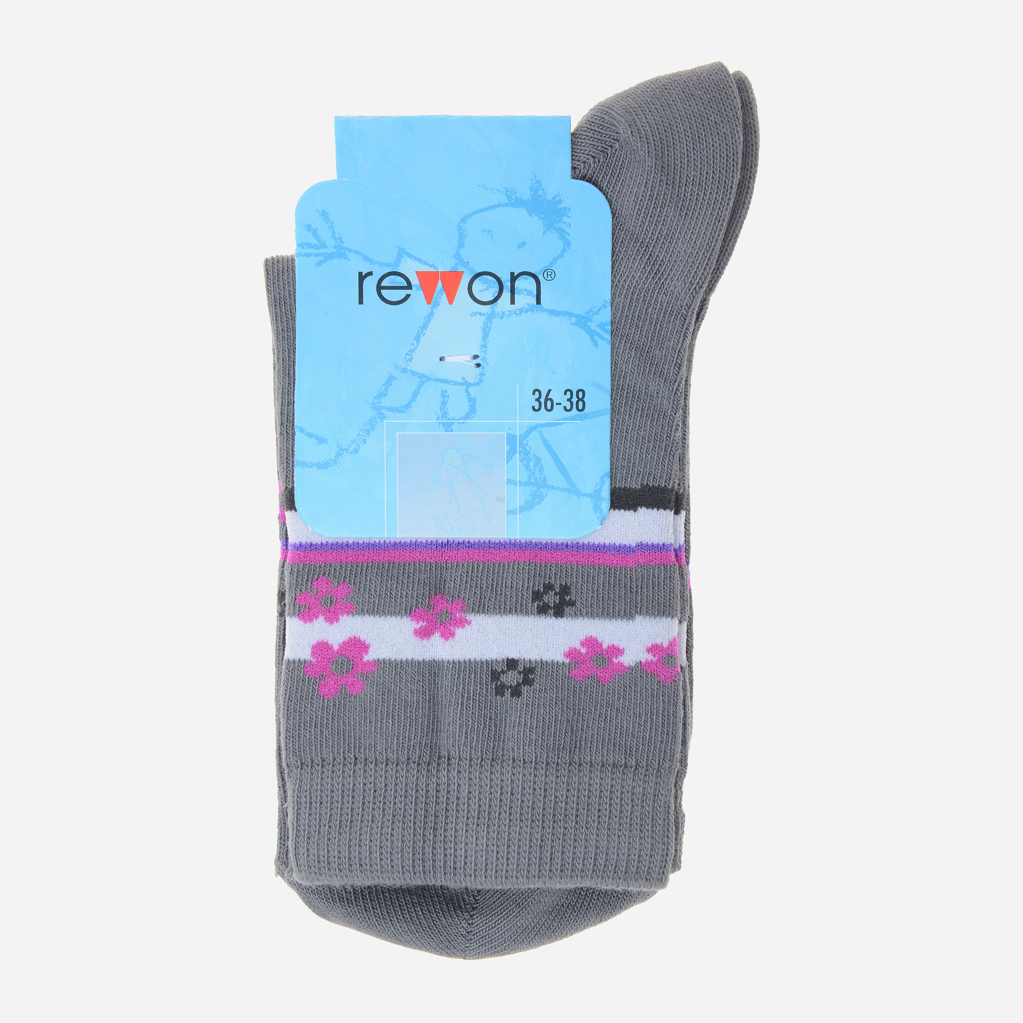 

Носки Rewon 101002 G - 5 - р Серые с сиреневым, Носки Rewon 101002 G - 5 23-24 р Серые с сиреневым