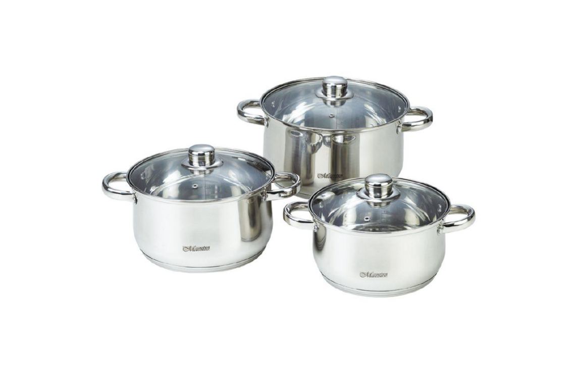 

Набор посуды нержавеющий Maestro - 3 х 4 х 5 л, (3 шт.) MR-2020-6XL