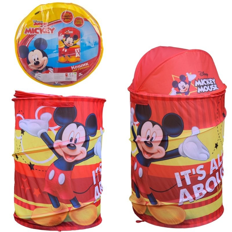 

Большая корзина для хранения игрушек MICKEY MOUSE Микки Маус диаметр 43см в сумочке крышка на липучке ящик в детскую комнату D-3511