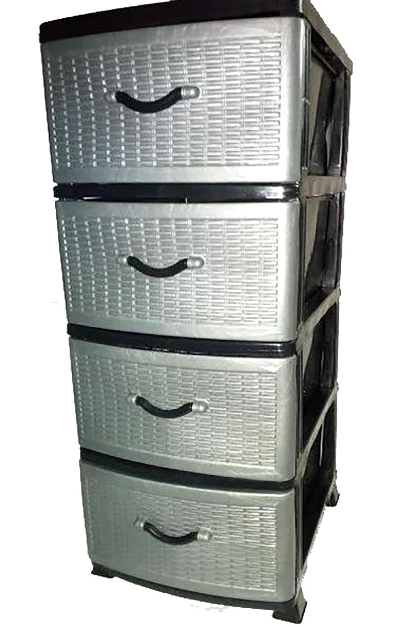 

Комод пластиковый 4 ящика Ротанг Silver 38х45х90(40)