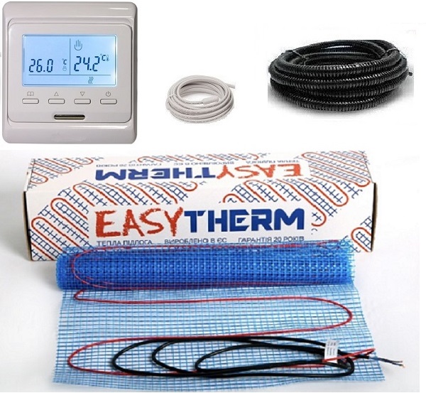 

Теплый пол EASYTHERM/200 нагревательный двухжильный мат 1600Вт 8 м² с программируемым терморегулятором в комплекте (T155001)