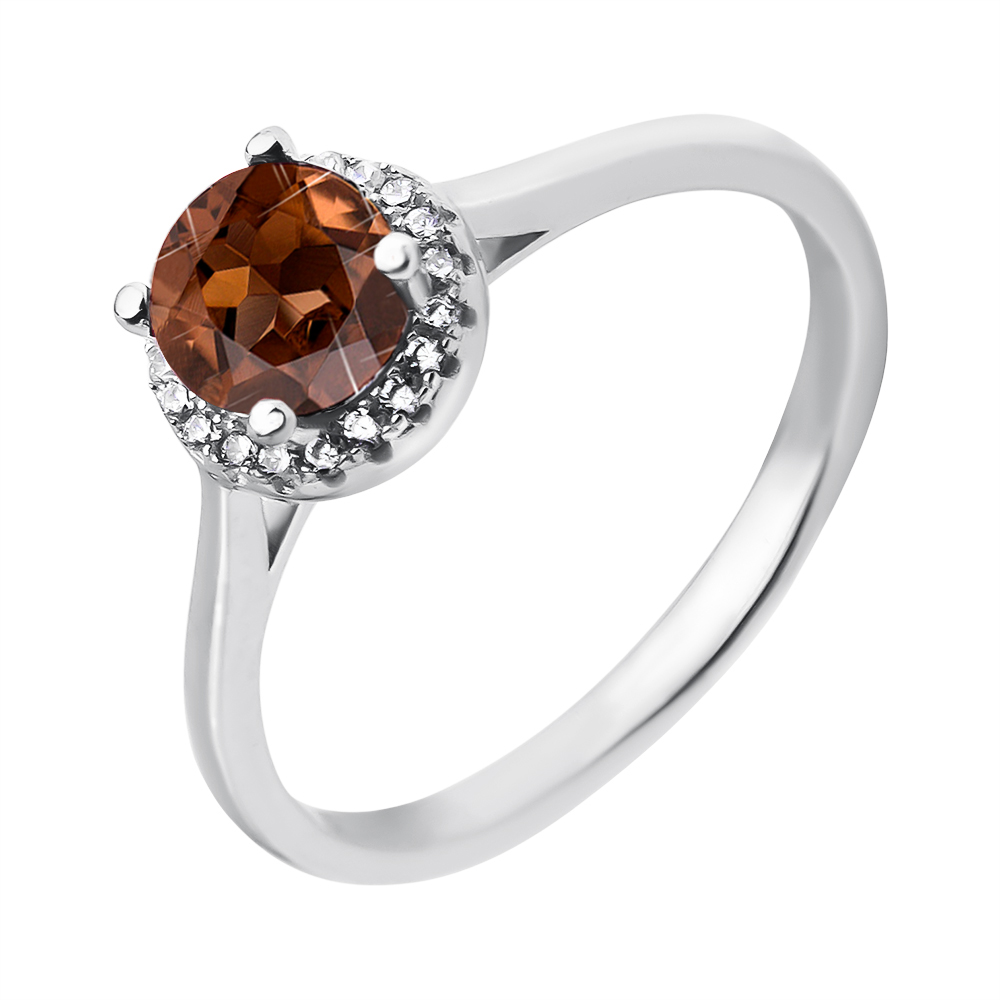 

Серебряное кольцо с раухтопазом и фианитами 000146804 16.5 размера
