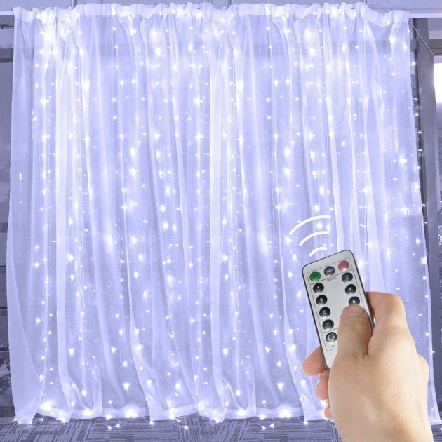 

Светодиодная гирлянда штора на проволоке Капля росы 425 Led 3*2.5 с пультом Белая