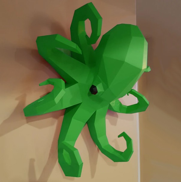 

Осьминог зеленый Наборы для создания 3д фигур Оригами Papercraft