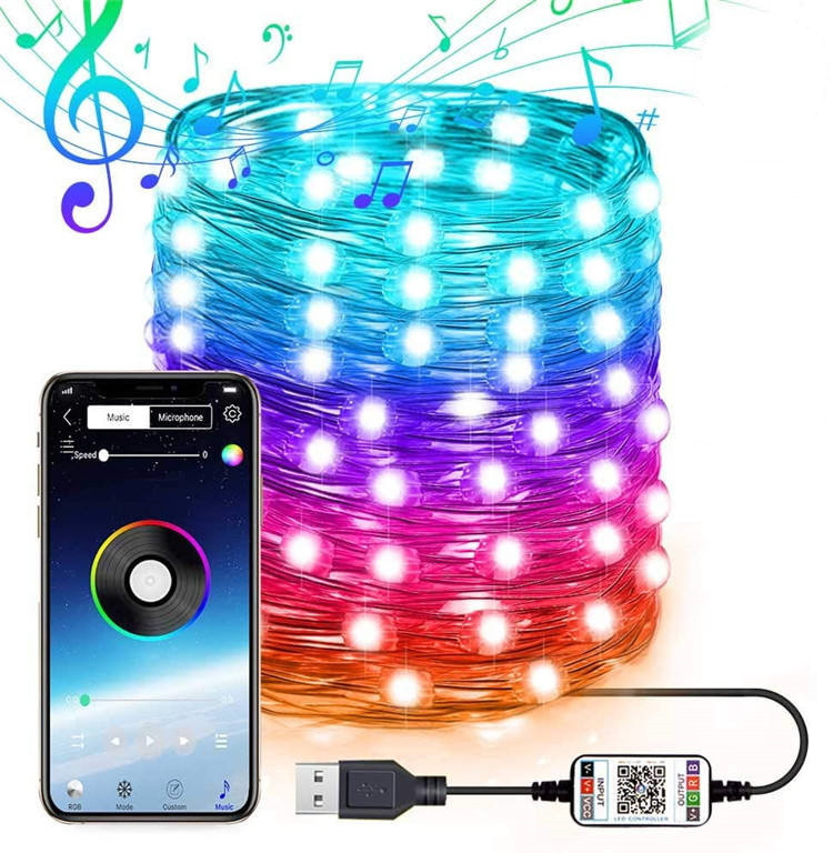 

Светодиодная гирлянда нить Kronos LED APP BT 7953 c Bluetooth дистанционное управление 10 м Разноцветная (gr_018447)