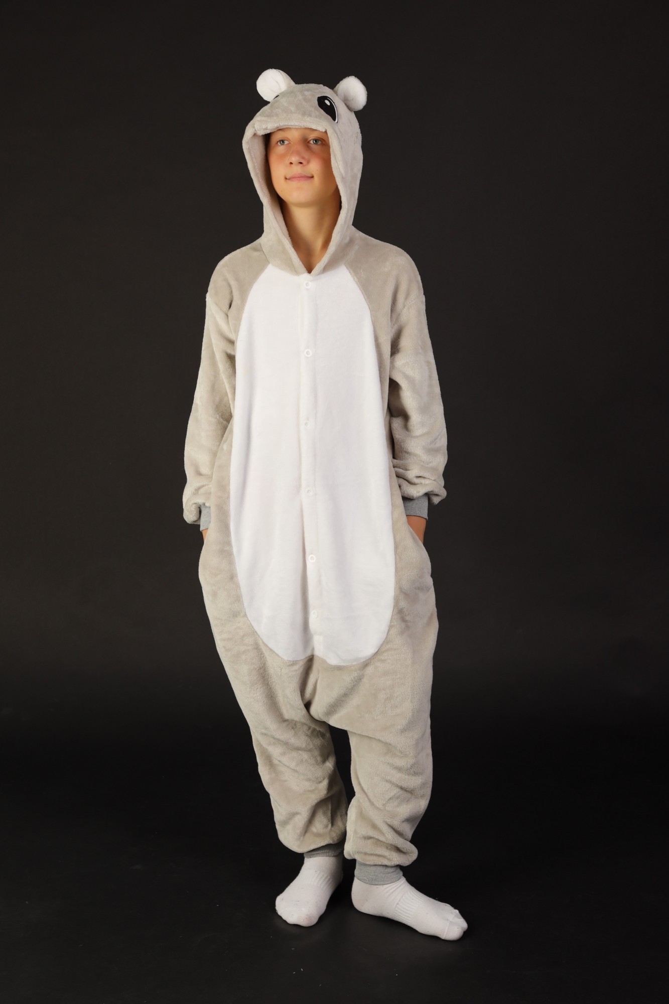 

Пижама Кигуруми Слип Для Мальчиков Kigurumi Бегемот Серый 155-165 см. (1082/2)