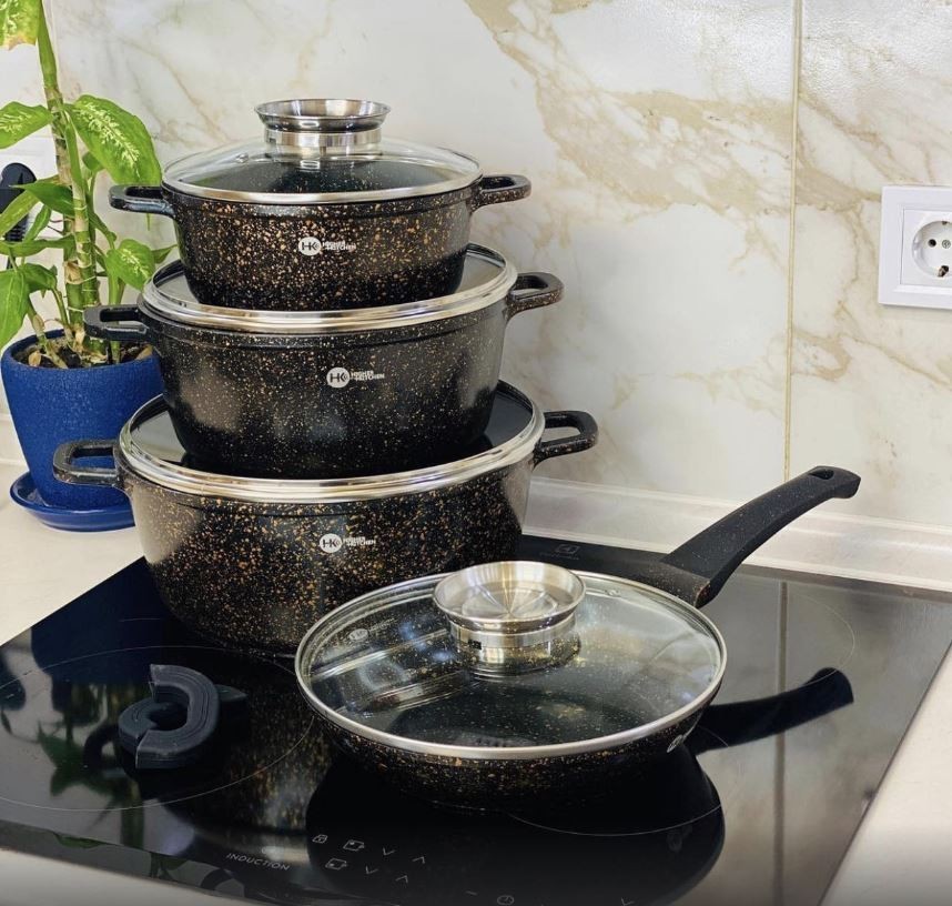 

Набор кастрюль со сковородой с гранитным антипригарным покрытием Higher Kitchen HK-310 Коричневый ( HK-567)