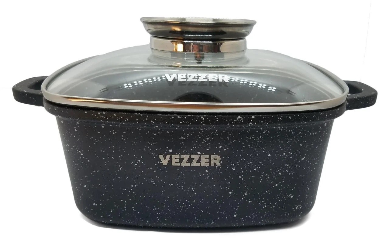

Кастрюля Vezzer 3,5 л алюминиевая, квадратная, мраморное покрытие, черная