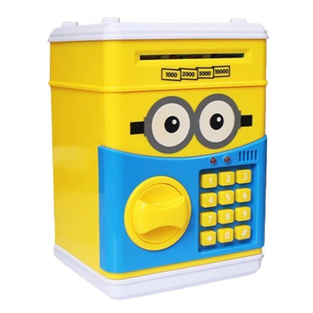 

Электронная детская копилка Minion сейф Миньон с кодовым замком для детей Желтый с синим (205520)