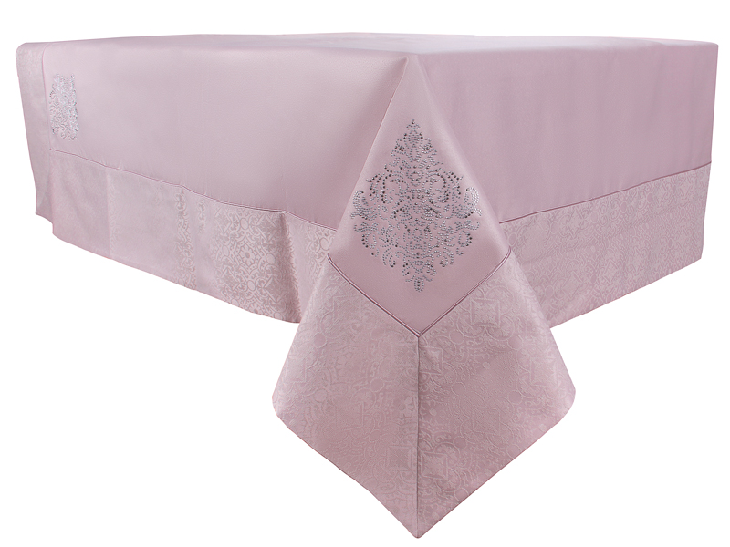 

Скатерть Elen Plain 731-017, 160х250 см, со стразами, цвет порошок