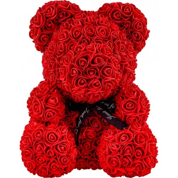

Мишка из искусственных 3d роз 40 см Красный Тедди