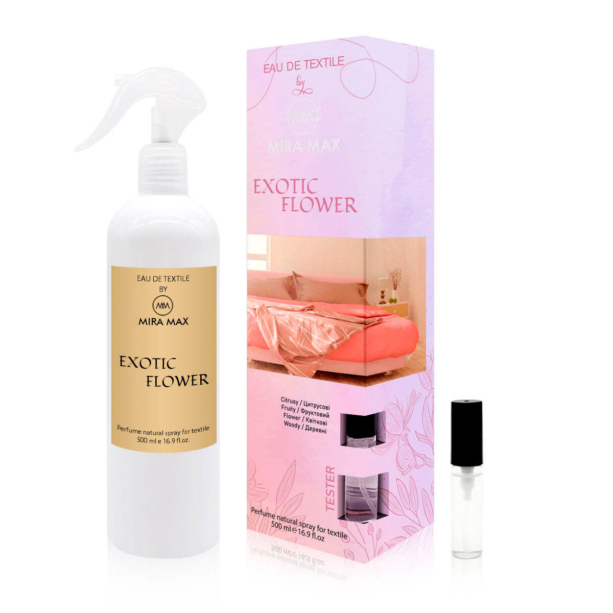 

Парфюмированный освежитель для текстиля Mira Max EXOTIC FLOWER, 500 мл