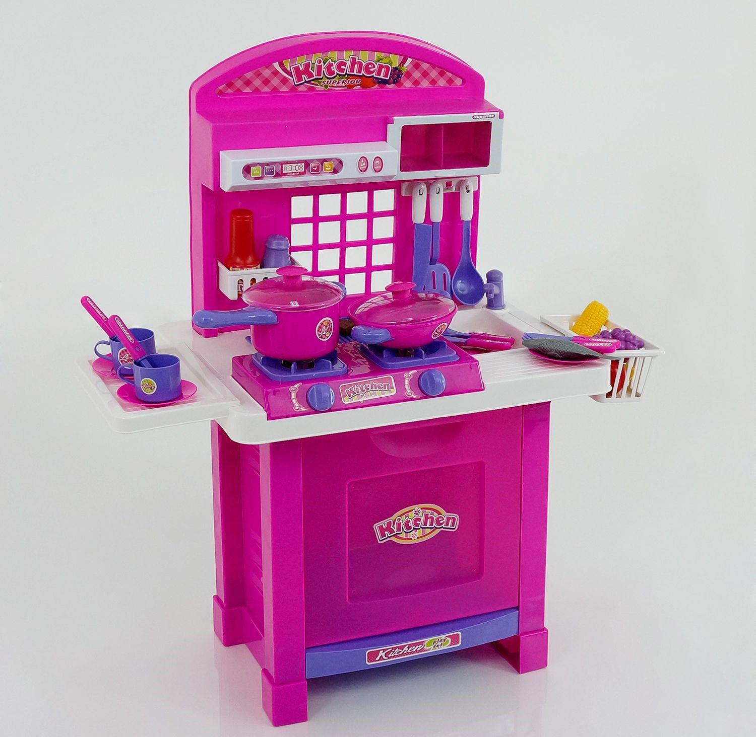 

Детская кухня 008-55 свет, звук, на батарейках, с аксессуарами,