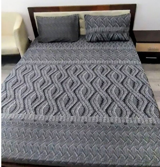 

Комплект постельного белья из фланели "Косичка" CottonTwill 1-спальный 150х220 см Серый (FL059-2)