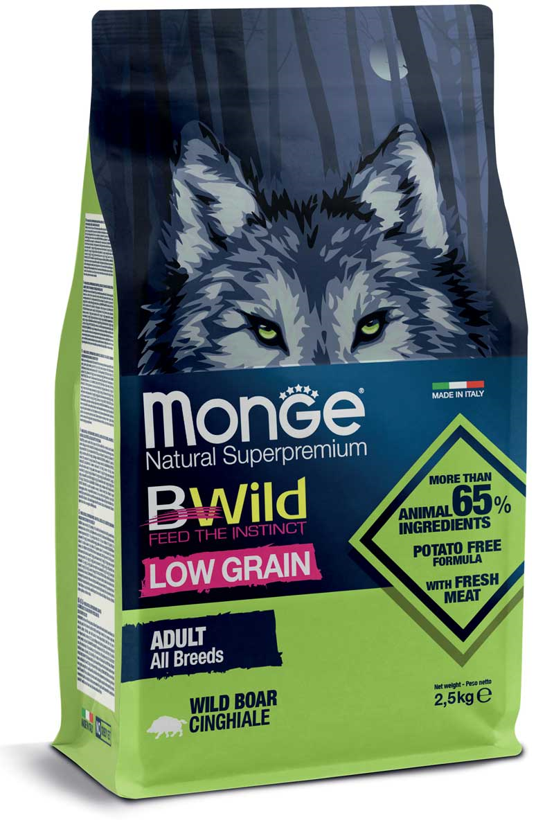 

Сухой корм Monge Dog Bwild Low Grain Wild Boar для взрослых собак всех пород с диким кабаном 2.5 кг