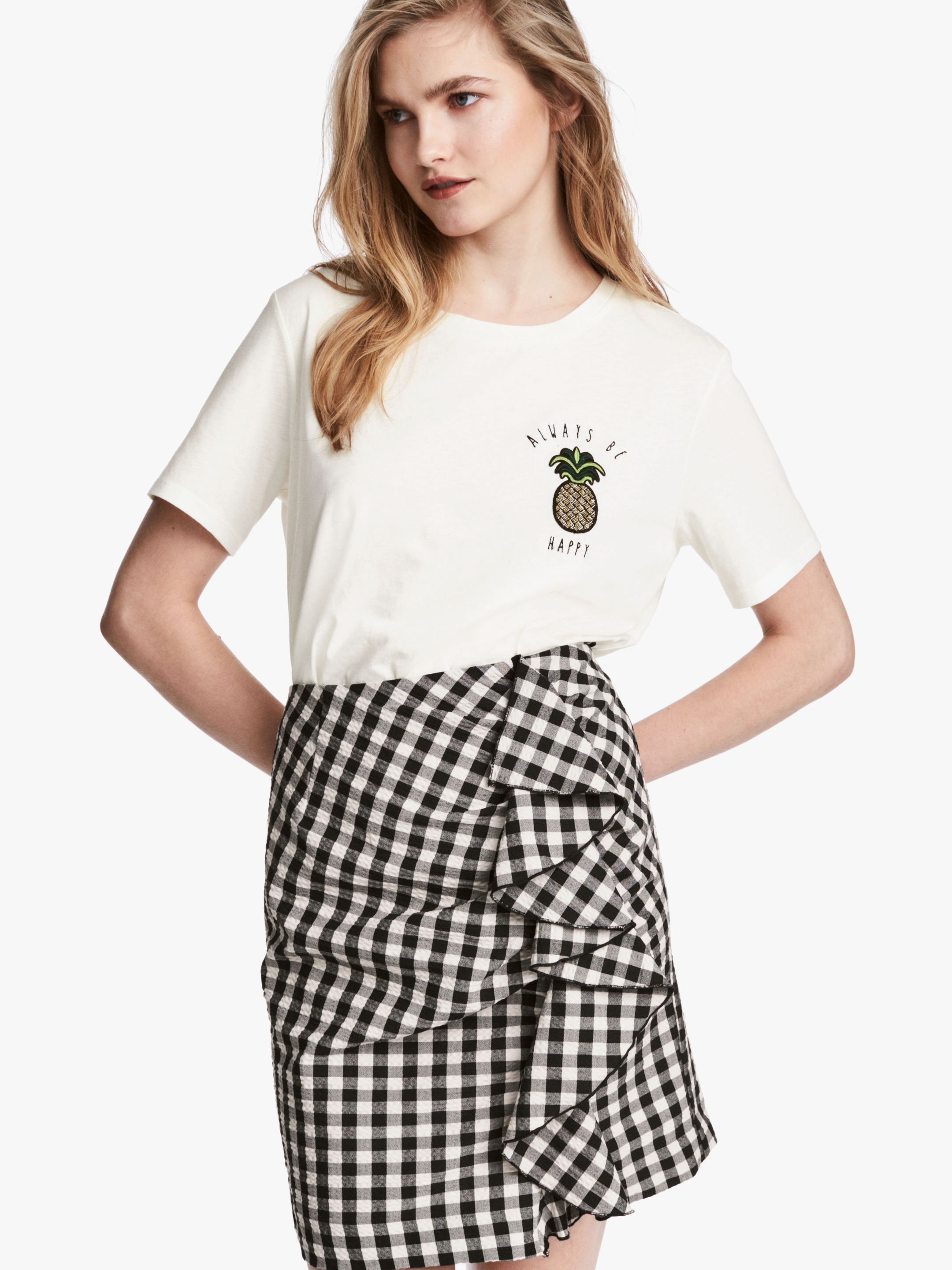 

Юбка H&M XAZ061913ZKGP  Молочная с черным, Юбка H&M XAZ061913ZKGP 44 Молочная с черным
