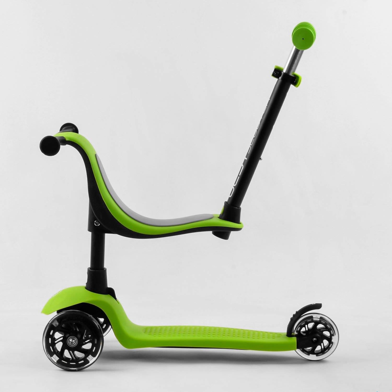 

Детский Самокат трехколесный Best Scooter Зеленый , колеса PU со светом, сидение, родительская ручка