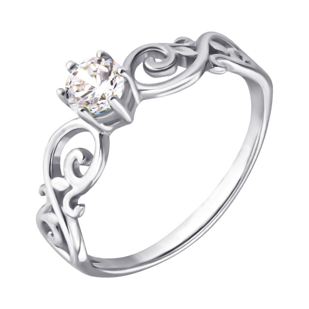 

Золотое кольцо Пенелопа в белом цвете с фианитом S Zirconia 000130193 17.5 размера