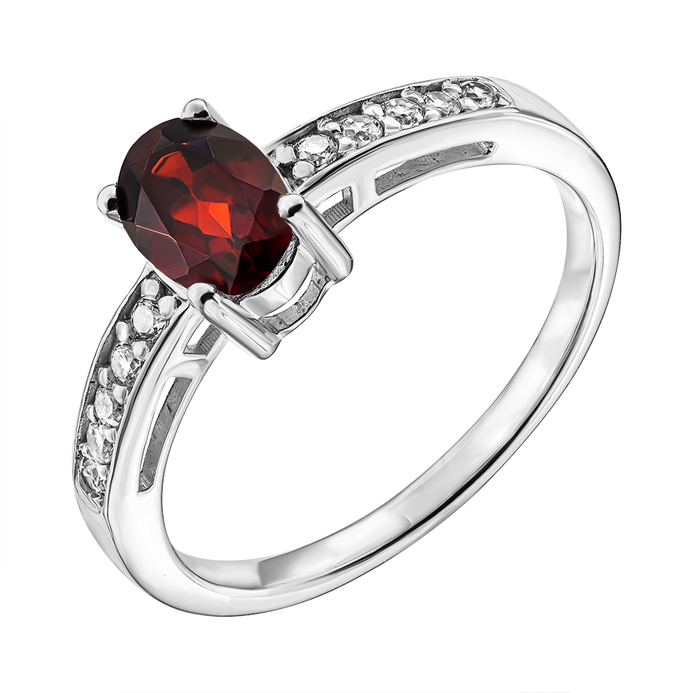 

Серебряное кольцо с гранатом и фианитами 000137593 16.5 размера
