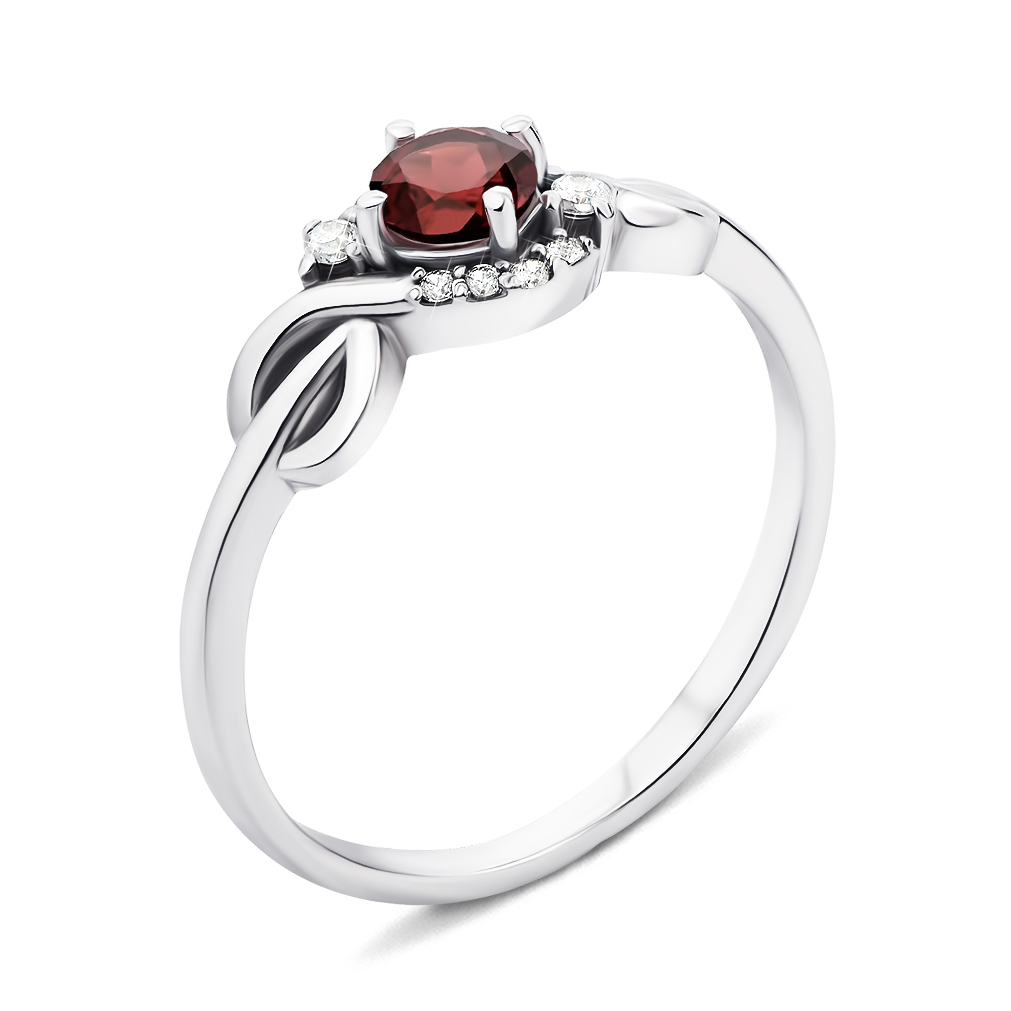 

Серебряное кольцо с гранатом и фианитами 000135003 16 размера