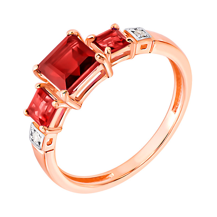 

Кольцо из красного золота с гранатами и фианитами 000134915 18 размера