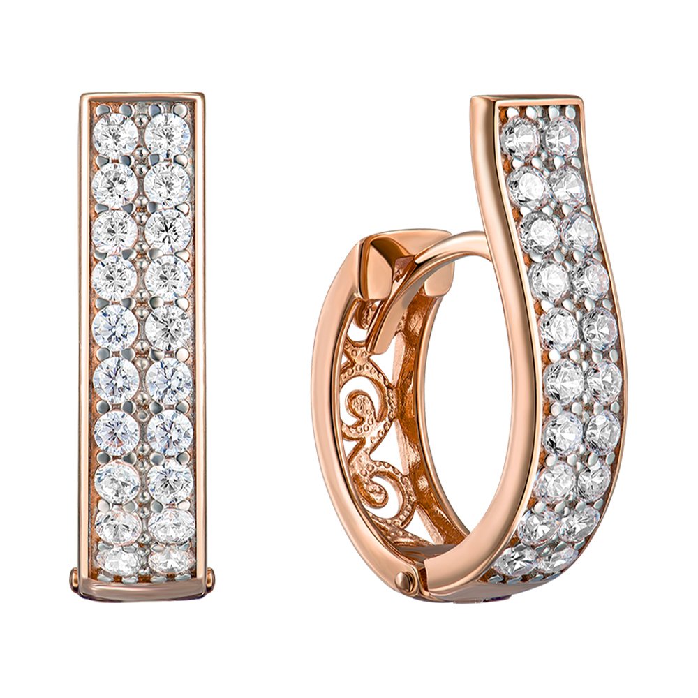 

Серьги-конго из красного золота с фианитами 000151596