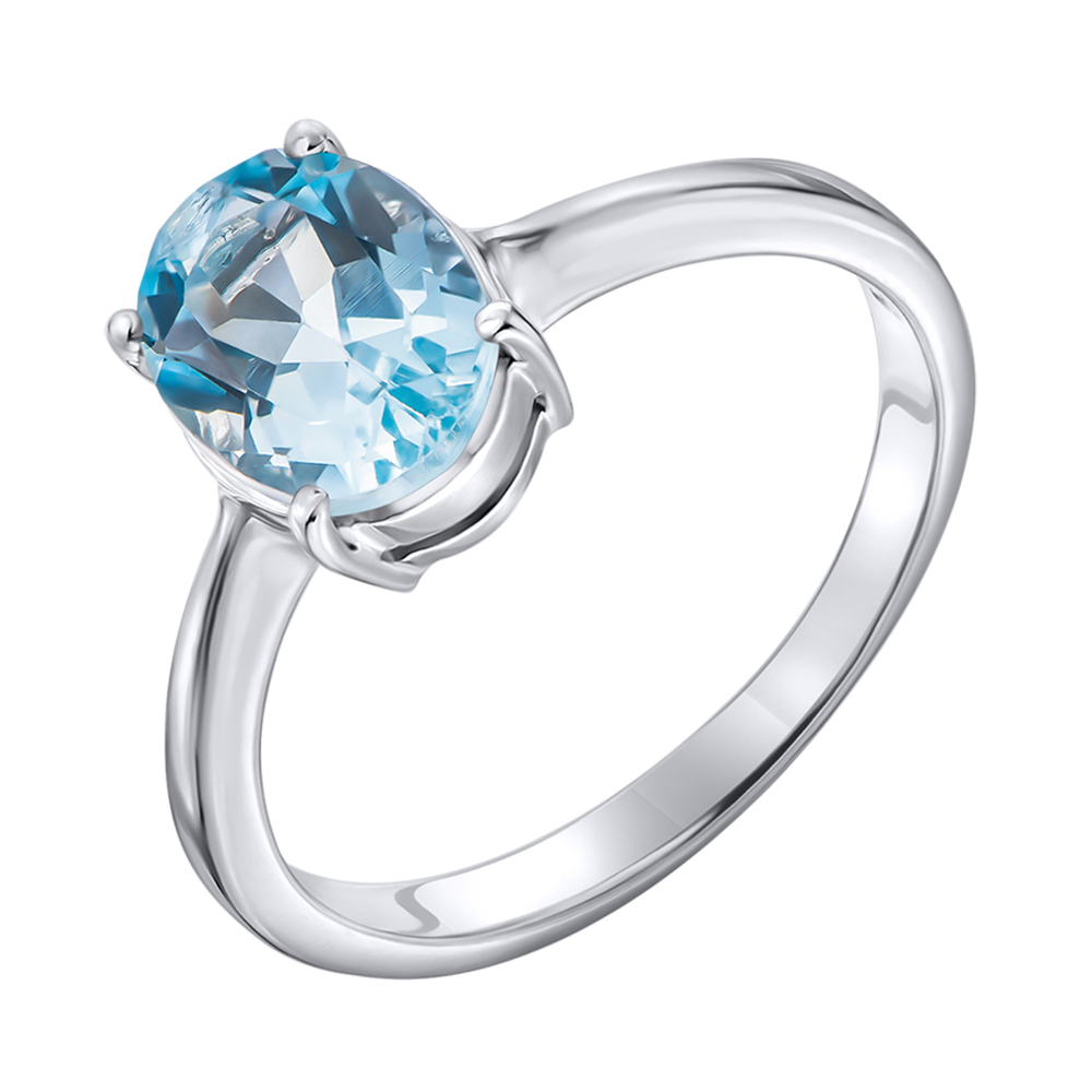 

Серебряное кольцо с голубым топазом 000140731 15.5 размера