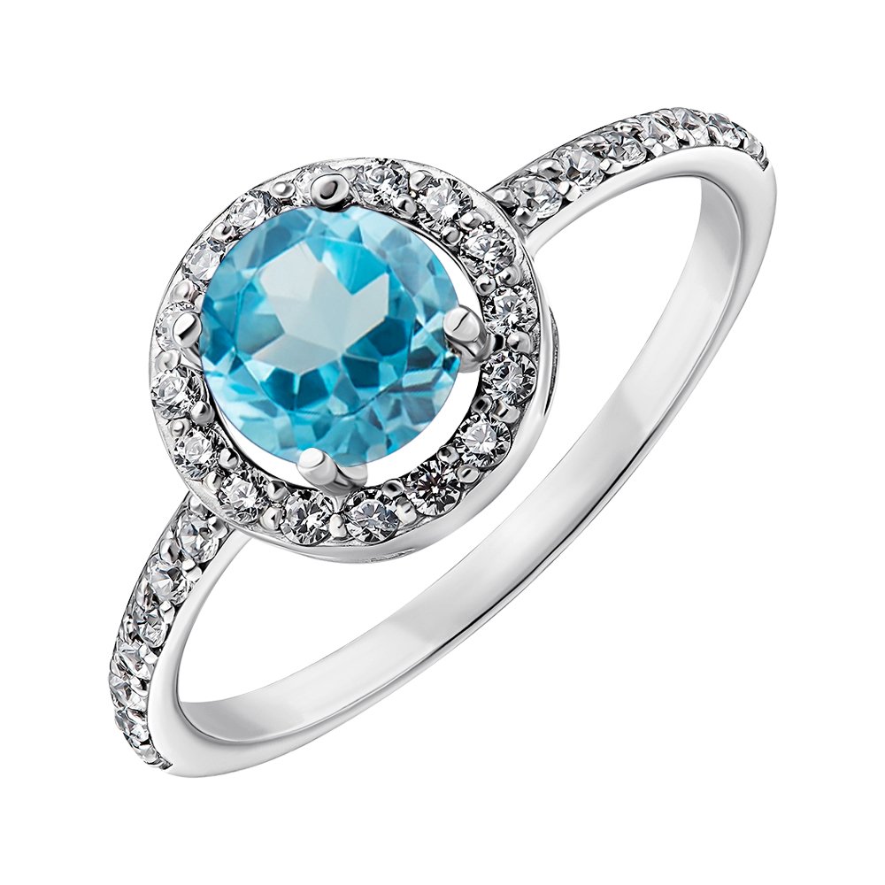 

Серебряное кольцо с топазом и фианитами 000148880 17 размера