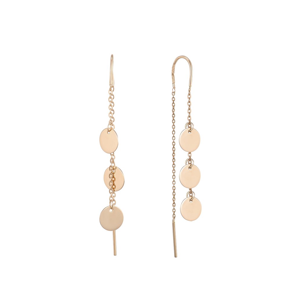 

Серьги-протяжки из красного золота с монетками 000149867