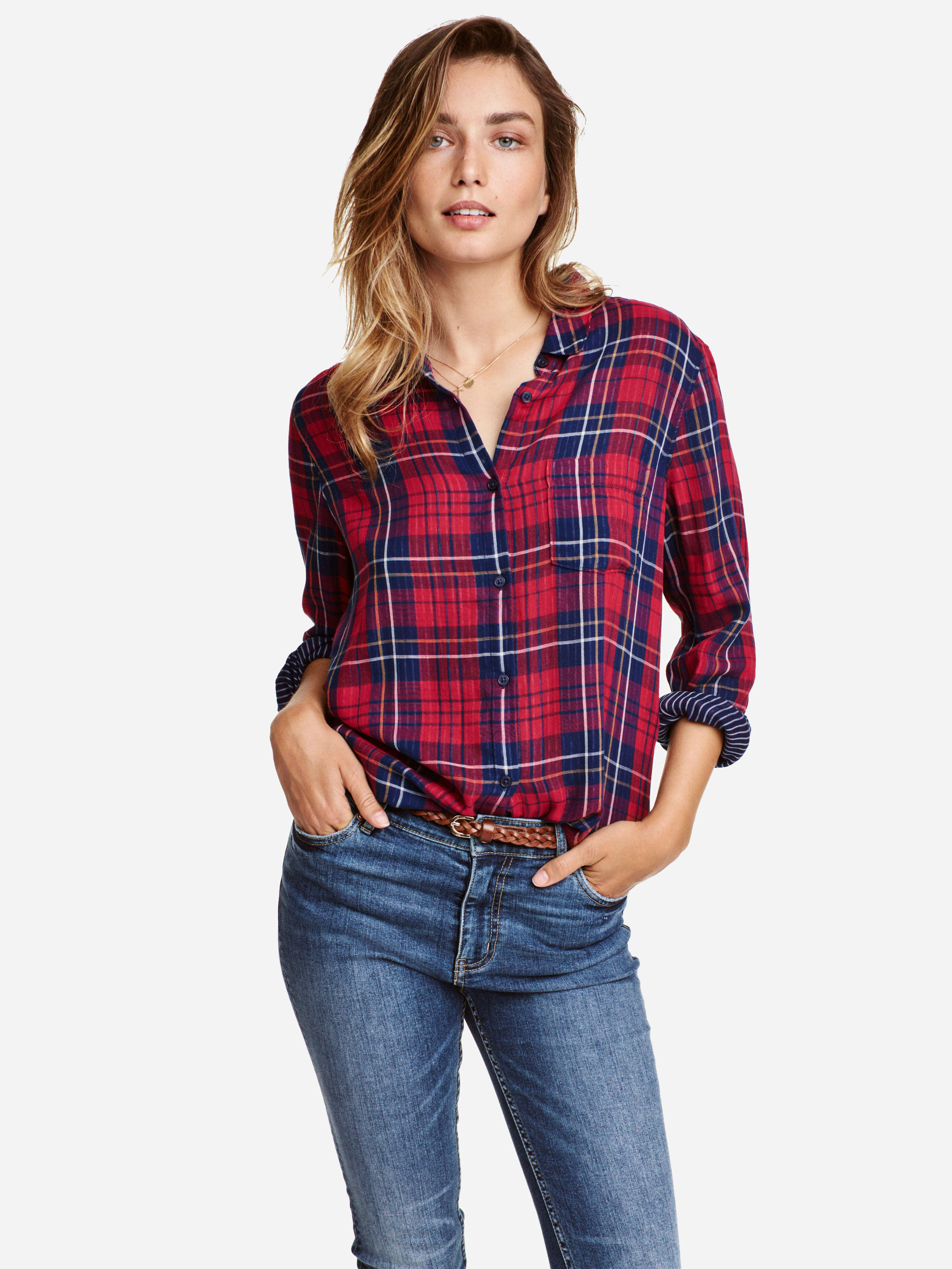 

Рубашка H&M XAZ046869QLSF  Красная с темно-синим, Рубашка H&M XAZ046869QLSF 40 Красная с темно-синим