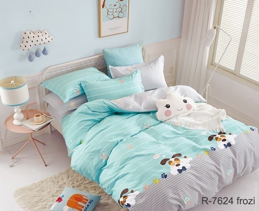 

Комплект постельного белья Ранфорс БАБЛ ГОЛУБОЙ R7624 полуторный 150*215, наволочки 70*70