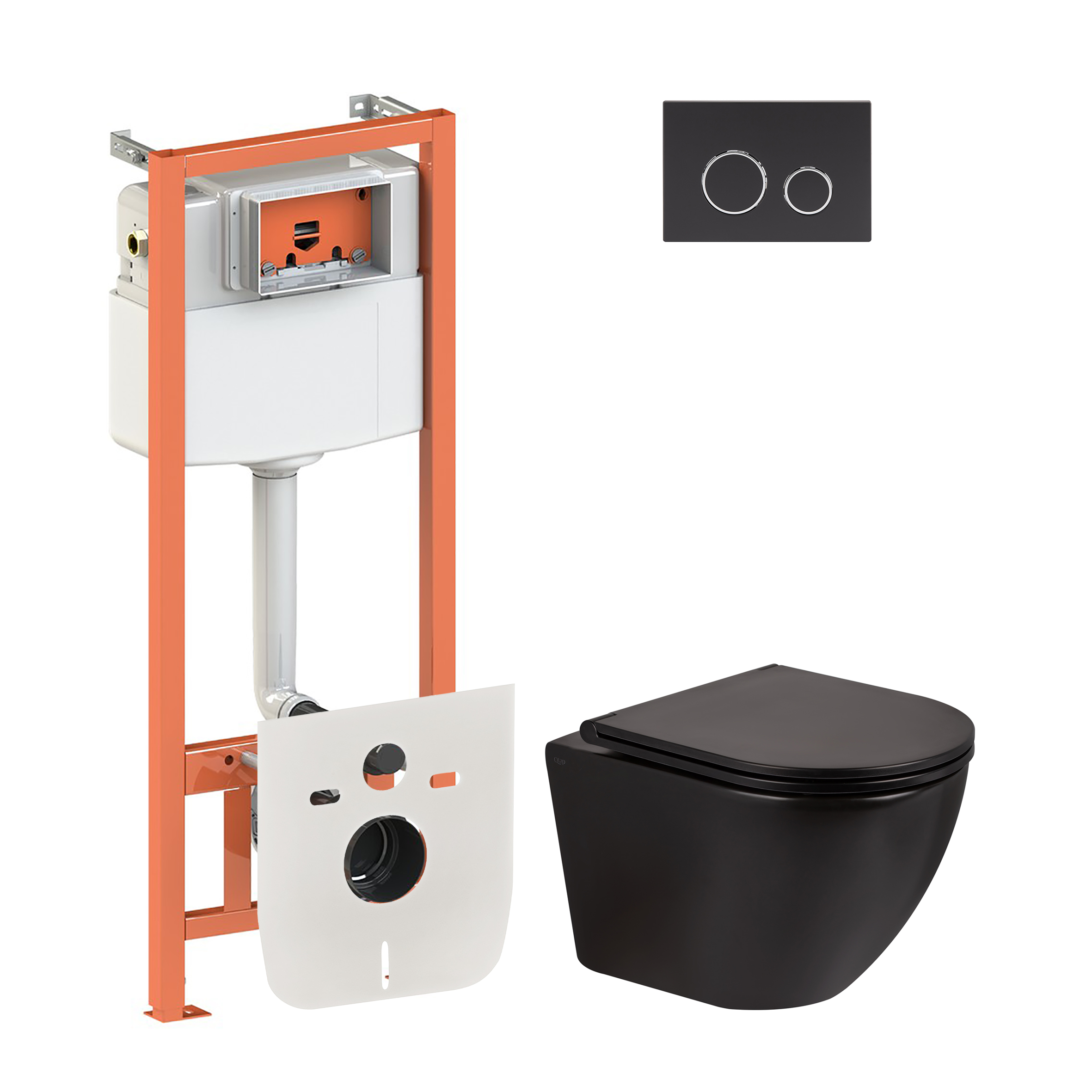 

Набор Qtap инсталляция 4 в 1 с панелью смыва Nest (QT0133M425 + QT0111M11V1146MB) + унитаз с сиденьем Robin QT1333046ERMB