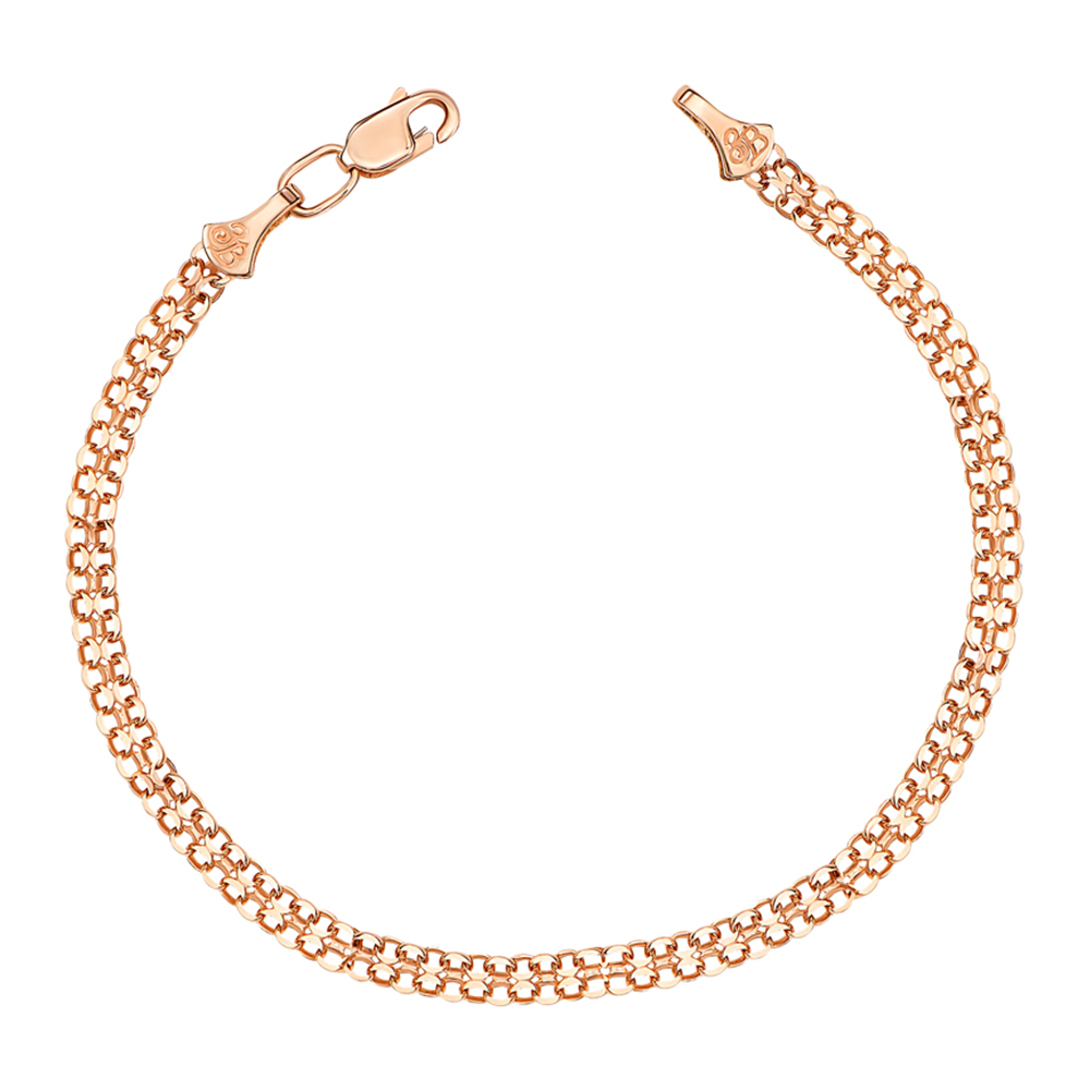 

Золотой браслет в плетении двойной якорь, 3мм 000117254 18.5 размера