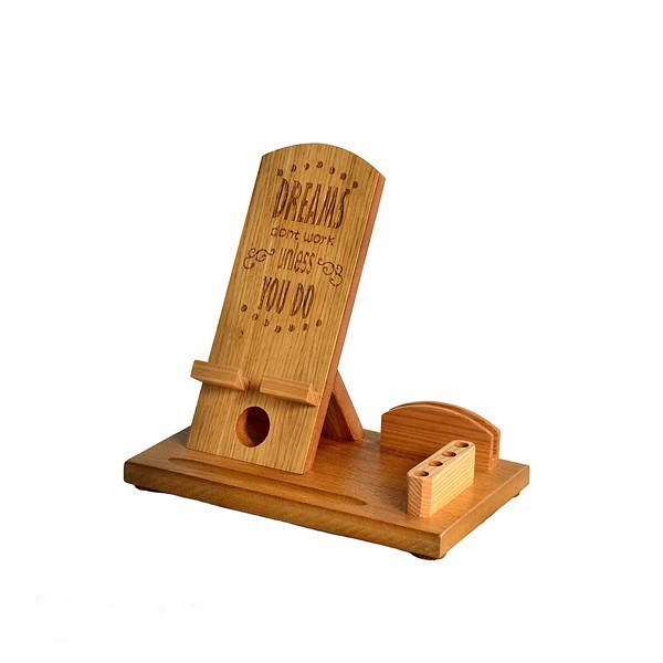 

Подставка органайзер для телефона Happy Like деревянная (В112)