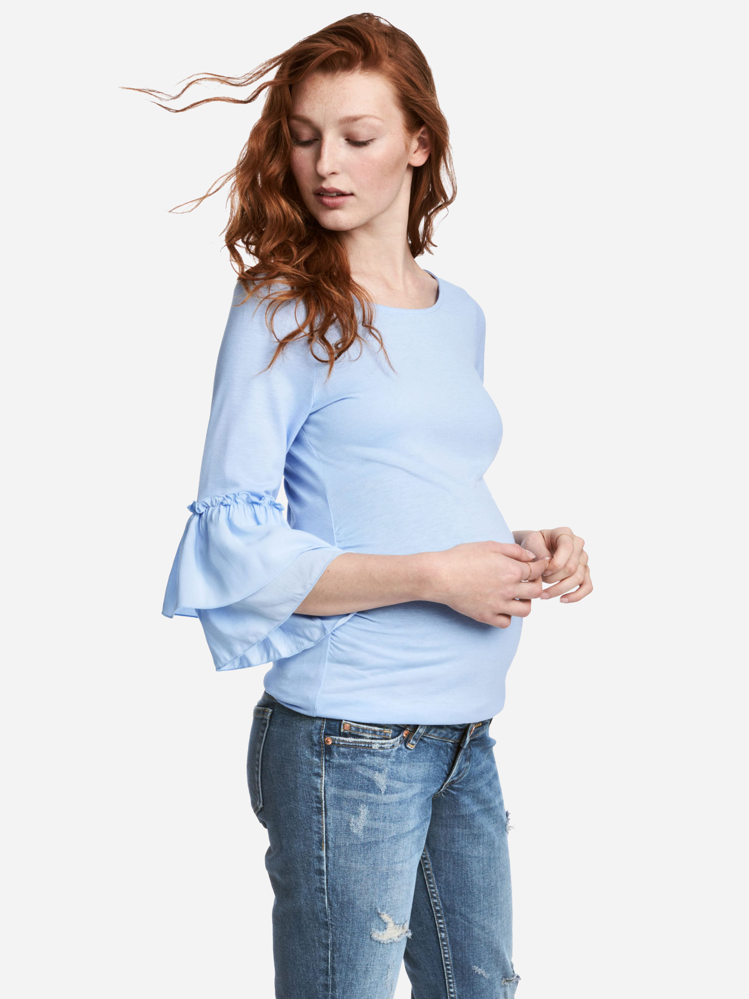 Акція на Лонгслів для вагітних довгий жіночий H&M XAZ072111PXME M Блакитний від Rozetka