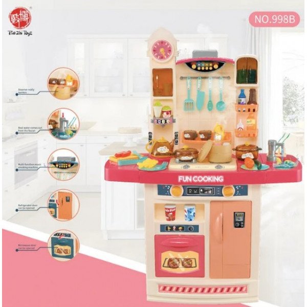 

Кухня Kids Kitchen 998B высота 100 см духовка, плита, мойка(льется вода), посуда, продукты