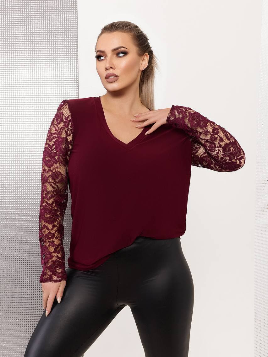 

Блуза Miss Elegant 373  Бордовая, Блуза Miss Elegant 373 48-52 Бордовая