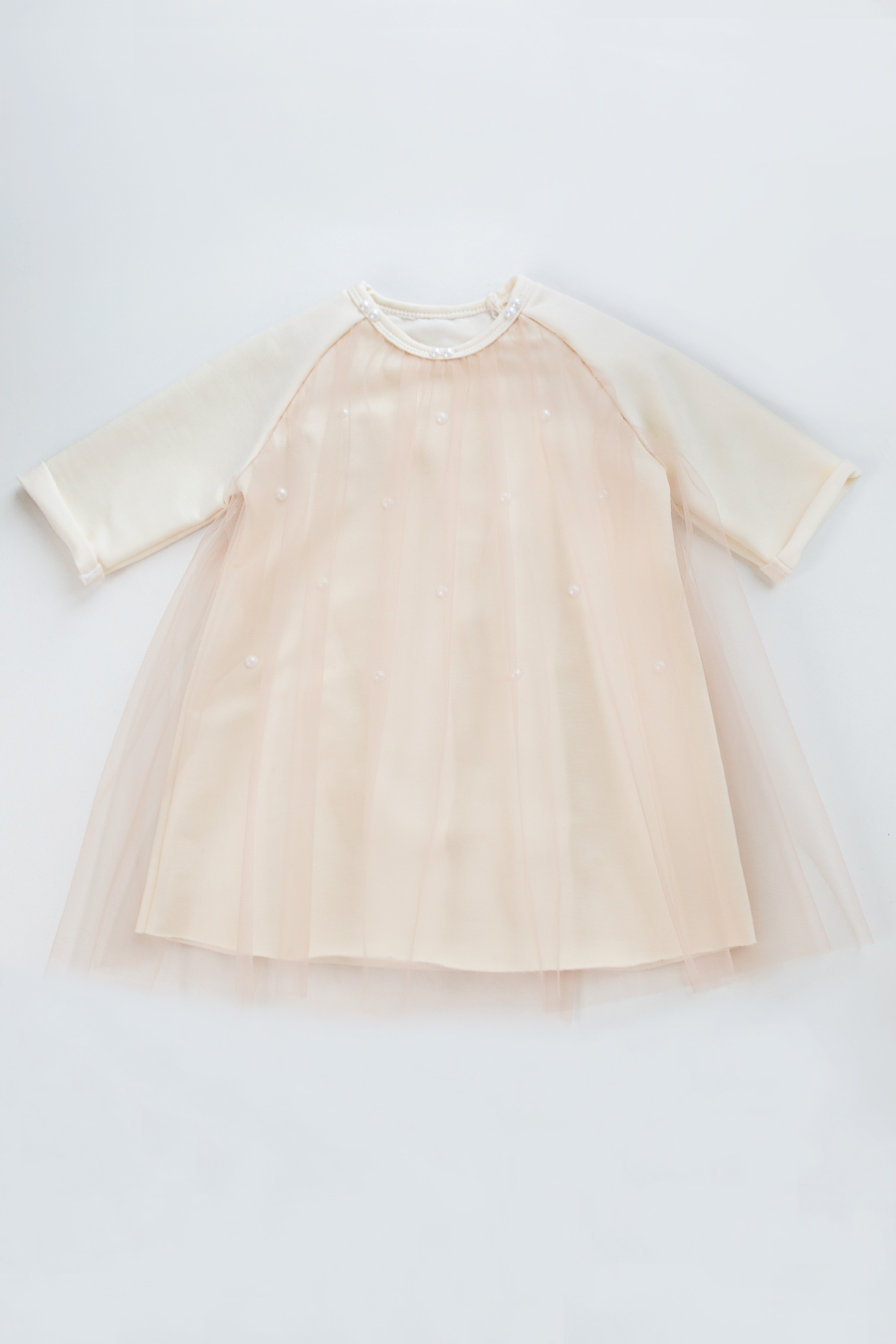 

Платье Little Bunny фатиновое с бусами 110см Молочное