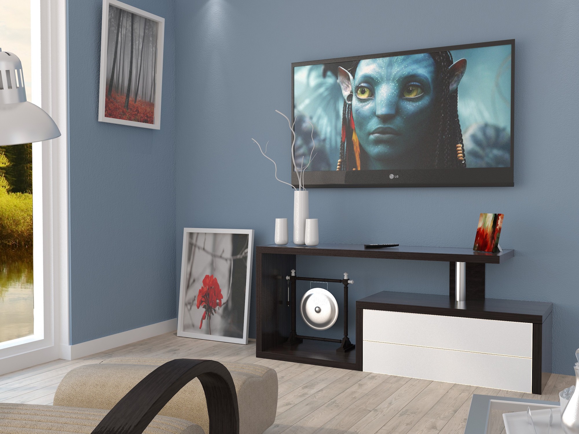 

Тумба под телевизор Неман TV-line 02 1264х530х350 Венге+Белый супермат