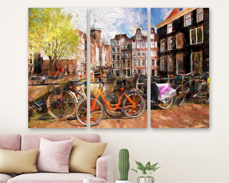 

Модульная картина на холсте из трех частей Прекрасный Амстердам 78x48 см