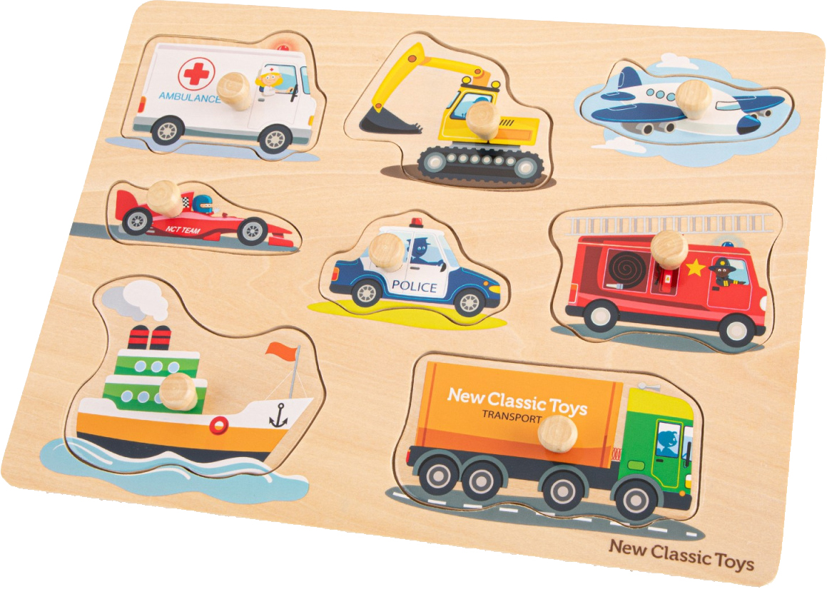 

Пазл игровой New Classic Toys Деревянный Транспорт 8 частей (8718446104320)